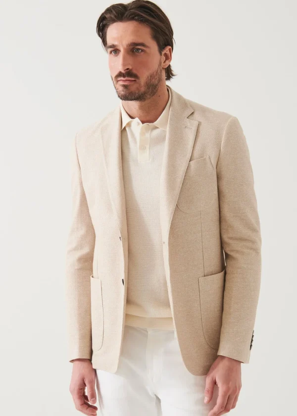 PATRICK ASSARAF Textured Cotton Linen Blend Blazer | Men Blazers