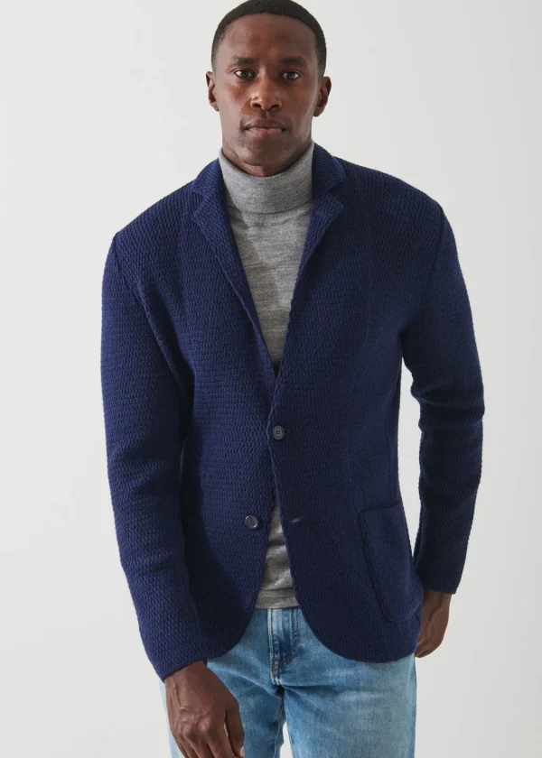 PATRICK ASSARAF Textured Knit Sweater Jacket | Men Blazers