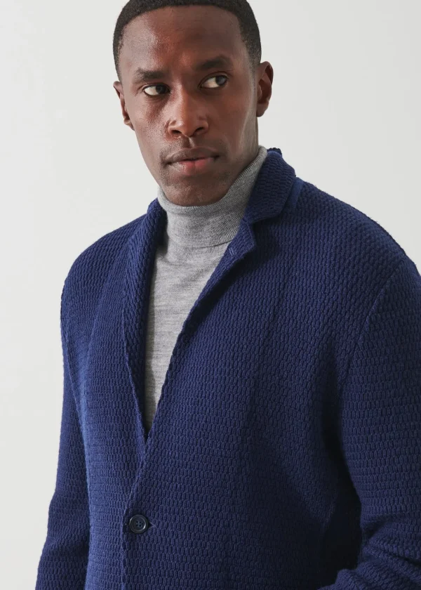 PATRICK ASSARAF Textured Knit Sweater Jacket | Men Blazers