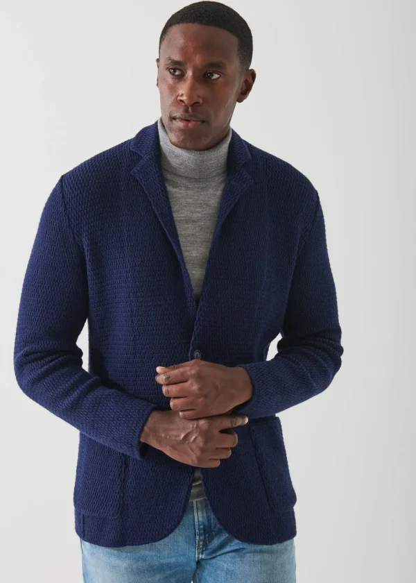 PATRICK ASSARAF Textured Knit Sweater Jacket | Men Blazers