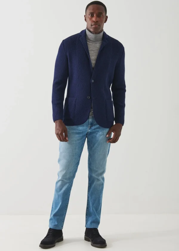 PATRICK ASSARAF Textured Knit Sweater Jacket | Men Blazers