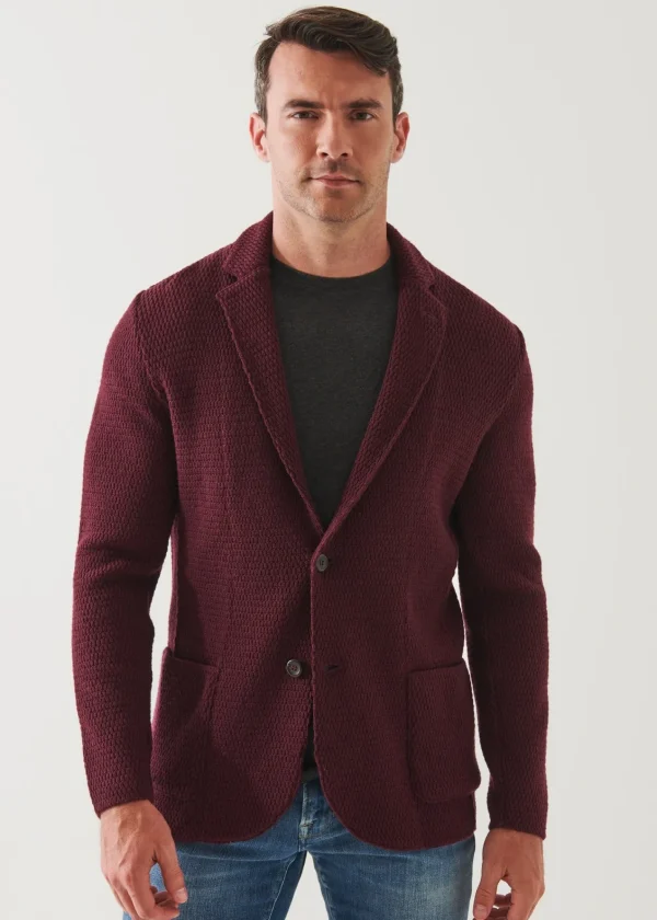 PATRICK ASSARAF Textured Knit Sweater Jacket | Men Blazers