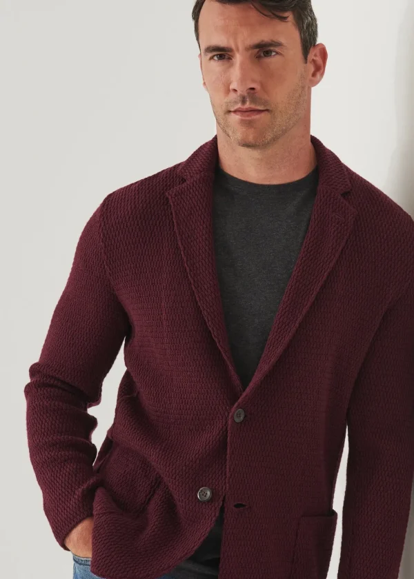 PATRICK ASSARAF Textured Knit Sweater Jacket | Men Blazers