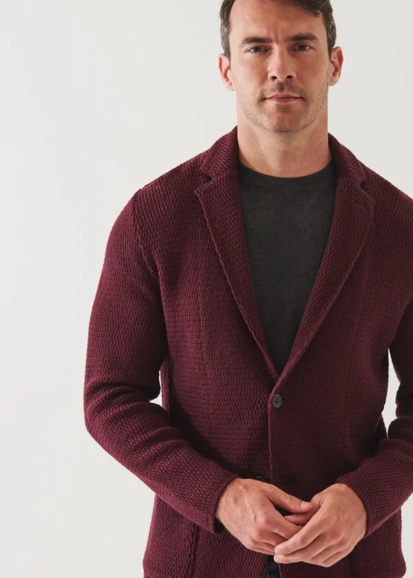 PATRICK ASSARAF Textured Knit Sweater Jacket | Men Blazers