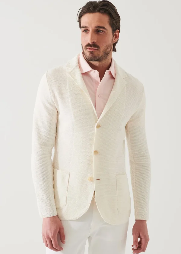 PATRICK ASSARAF Textured Stitch Cotton Blazer | Men Blazers