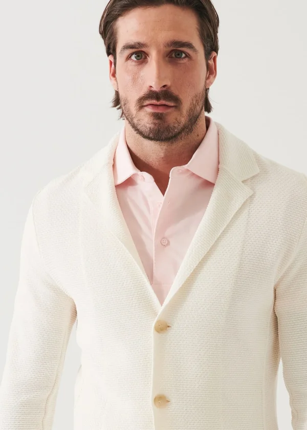 PATRICK ASSARAF Textured Stitch Cotton Blazer | Men Blazers