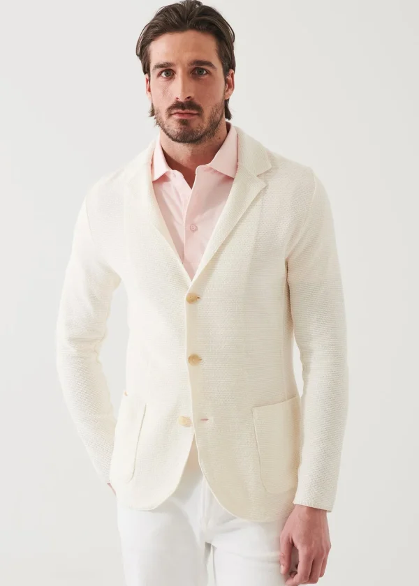 PATRICK ASSARAF Textured Stitch Cotton Blazer | Men Blazers