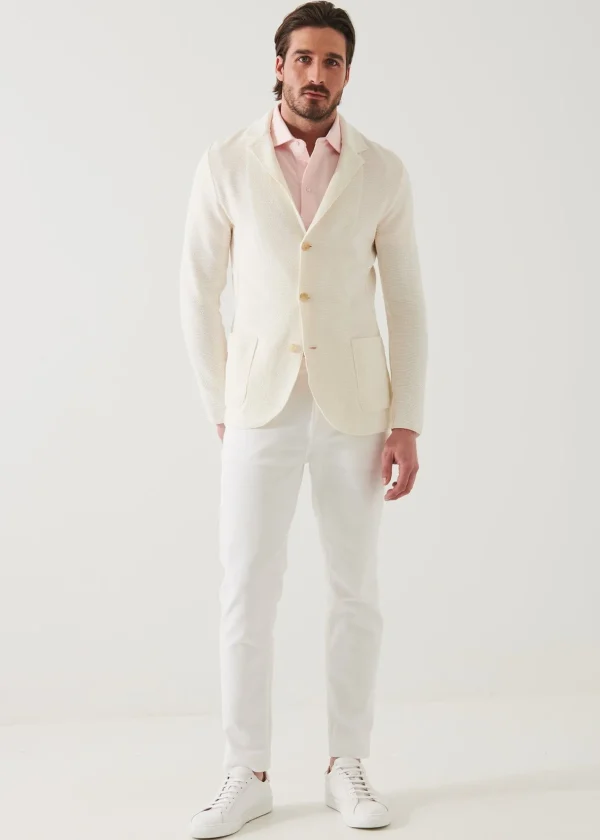 PATRICK ASSARAF Textured Stitch Cotton Blazer | Men Blazers