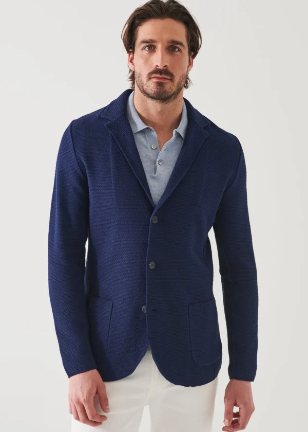 PATRICK ASSARAF Textured Stitch Cotton Blazer | Men Blazers