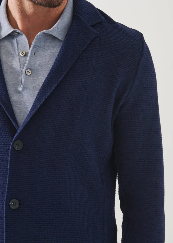 PATRICK ASSARAF Textured Stitch Cotton Blazer | Men Blazers