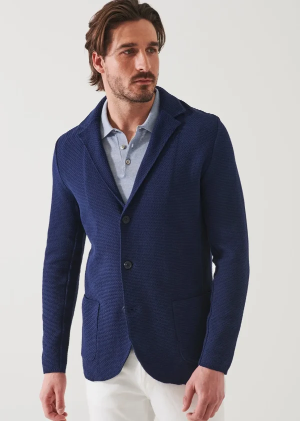 PATRICK ASSARAF Textured Stitch Cotton Blazer | Men Blazers