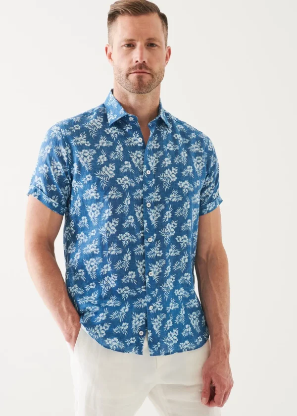 PATRICK ASSARAF Tropical Print Linen Shirt | Men Shirts