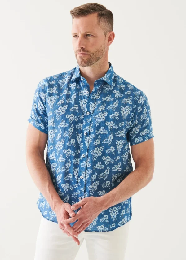 PATRICK ASSARAF Tropical Print Linen Shirt | Men Shirts