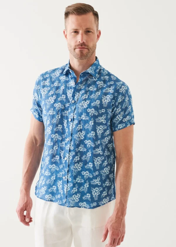 PATRICK ASSARAF Tropical Print Linen Shirt | Men Shirts