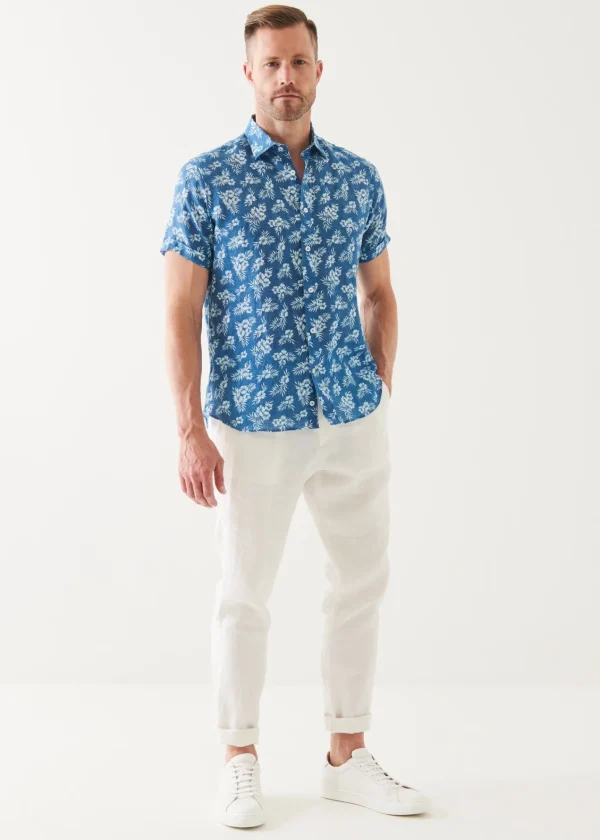 PATRICK ASSARAF Tropical Print Linen Shirt | Men Shirts