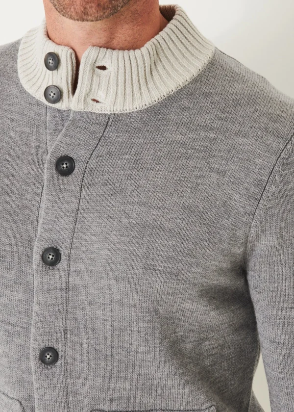 PATRICK ASSARAF Two-Tone Button Front Cardigan | Men Knitwear