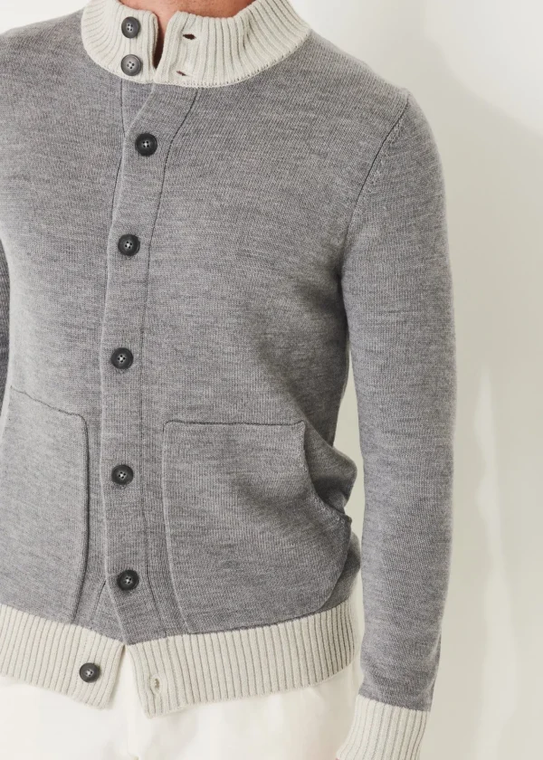 PATRICK ASSARAF Two-Tone Button Front Cardigan | Men Knitwear