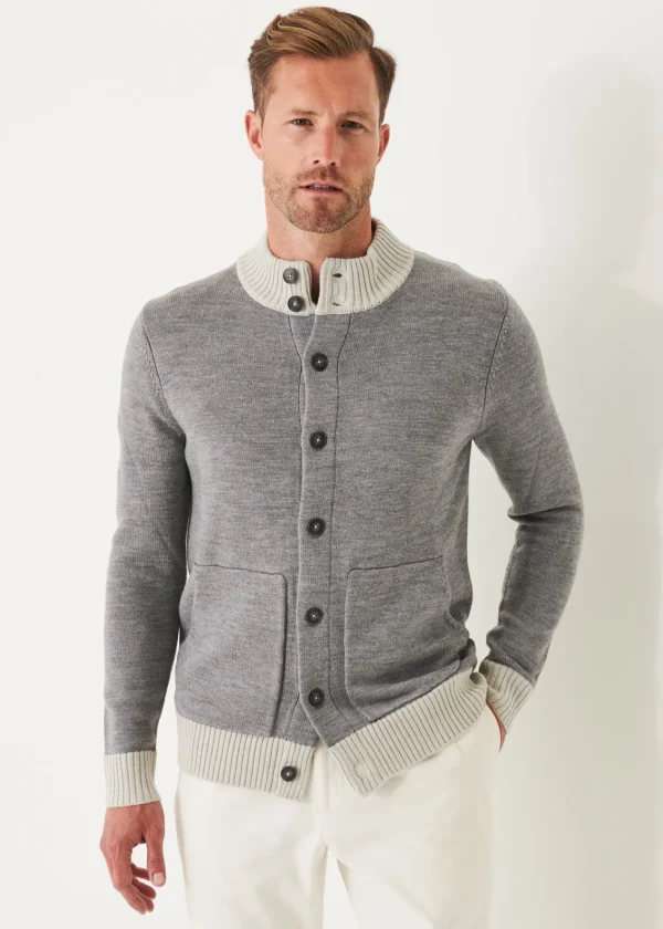 PATRICK ASSARAF Two-Tone Button Front Cardigan | Men Knitwear