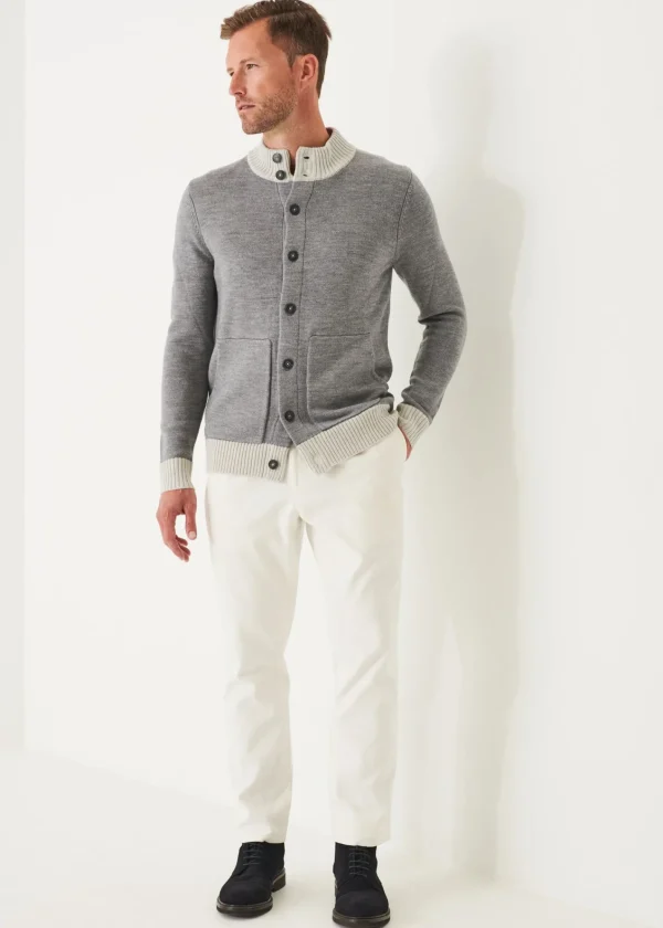 PATRICK ASSARAF Two-Tone Button Front Cardigan | Men Knitwear