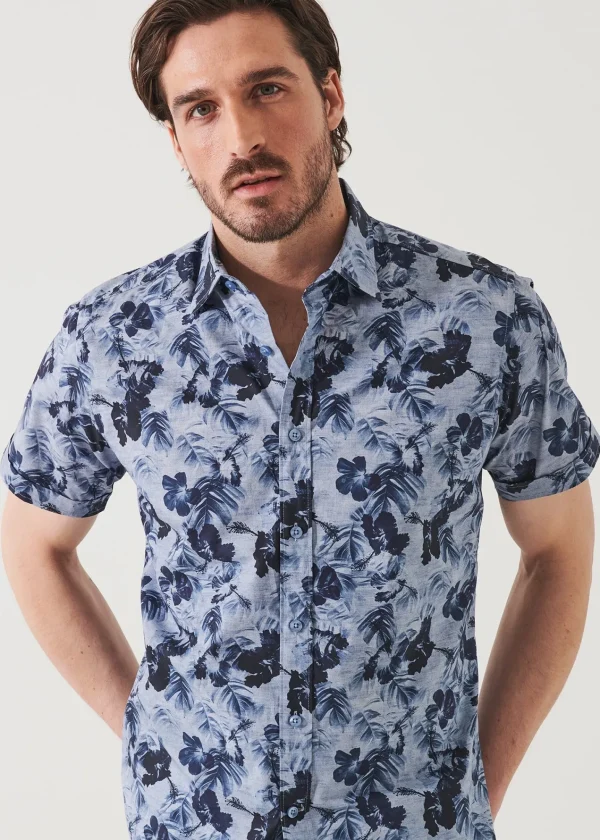 PATRICK ASSARAF Water Colour Floral Print Camp Collar Shirt | Men Shirts