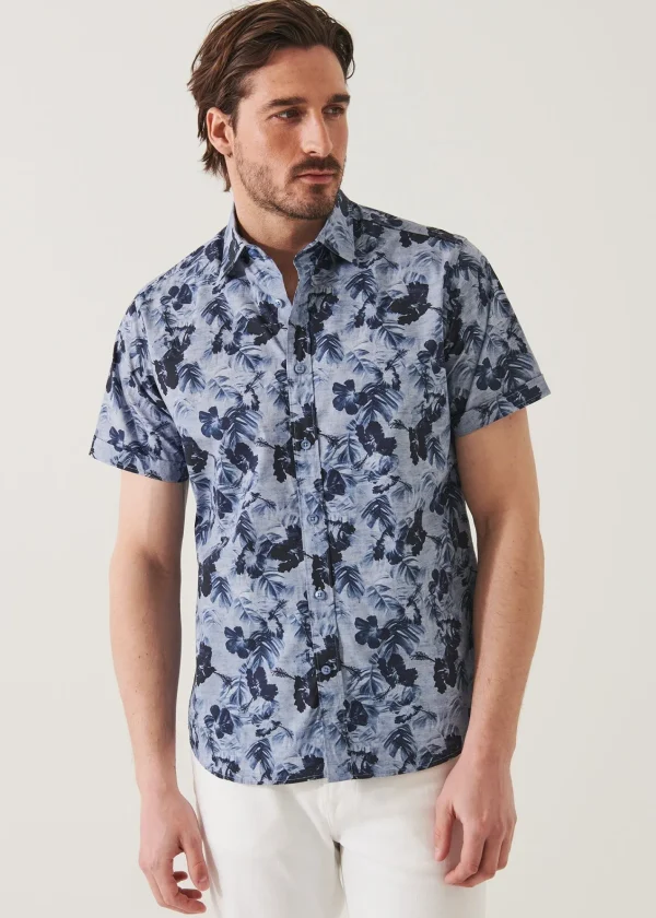 PATRICK ASSARAF Water Colour Floral Print Camp Collar Shirt | Men Shirts