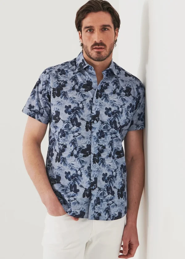 PATRICK ASSARAF Water Colour Floral Print Camp Collar Shirt | Men Shirts