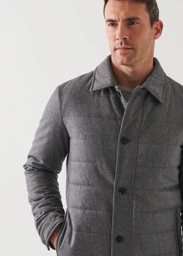 PATRICK ASSARAF Wool Blend Quilted Shirt Jacket | Men Outerwear