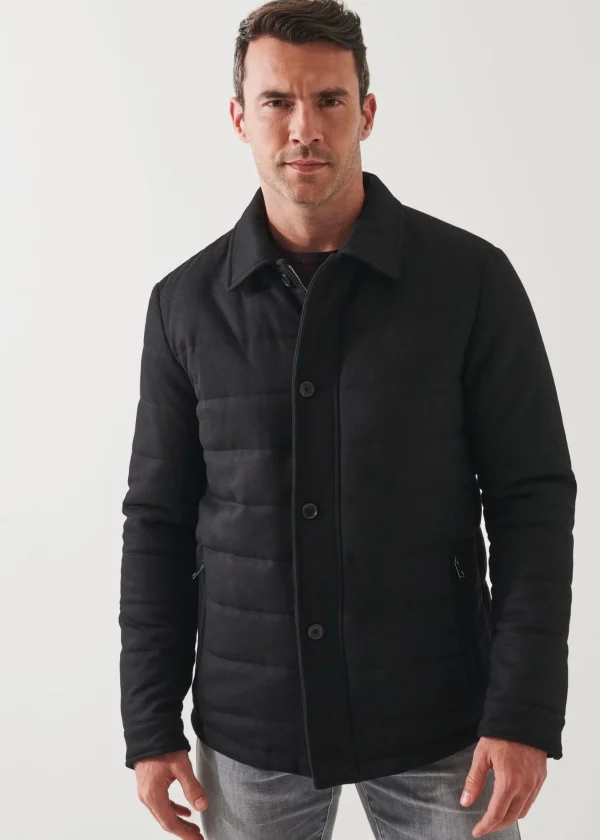 PATRICK ASSARAF Wool Blend Quilted Shirt Jacket | Men Shirt Jackets