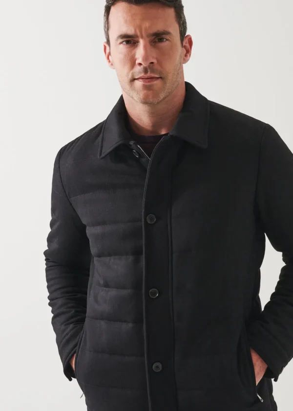 PATRICK ASSARAF Wool Blend Quilted Shirt Jacket | Men Outerwear