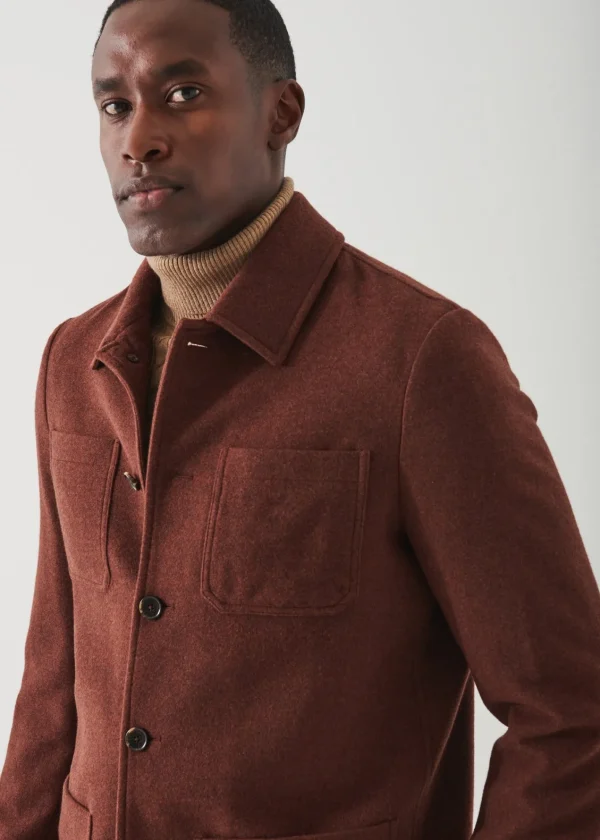 PATRICK ASSARAF Wool Patch Pocket Shirt Jacket | Men Outerwear