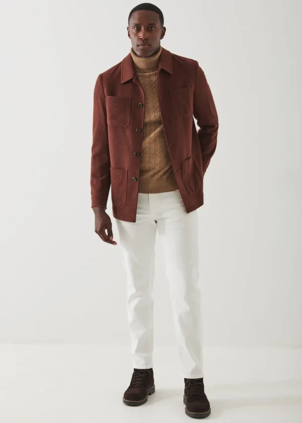 PATRICK ASSARAF Wool Patch Pocket Shirt Jacket | Men Outerwear