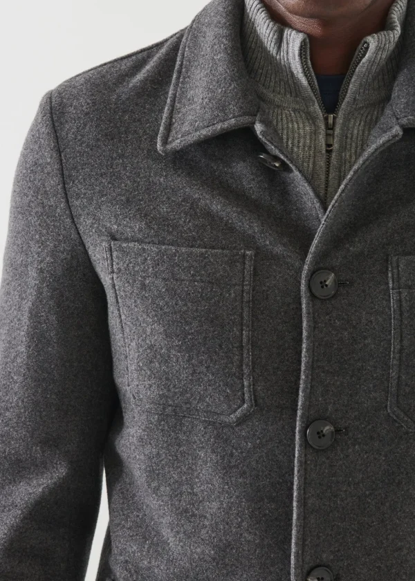 PATRICK ASSARAF Wool Patch Pocket Shirt Jacket | Men Outerwear