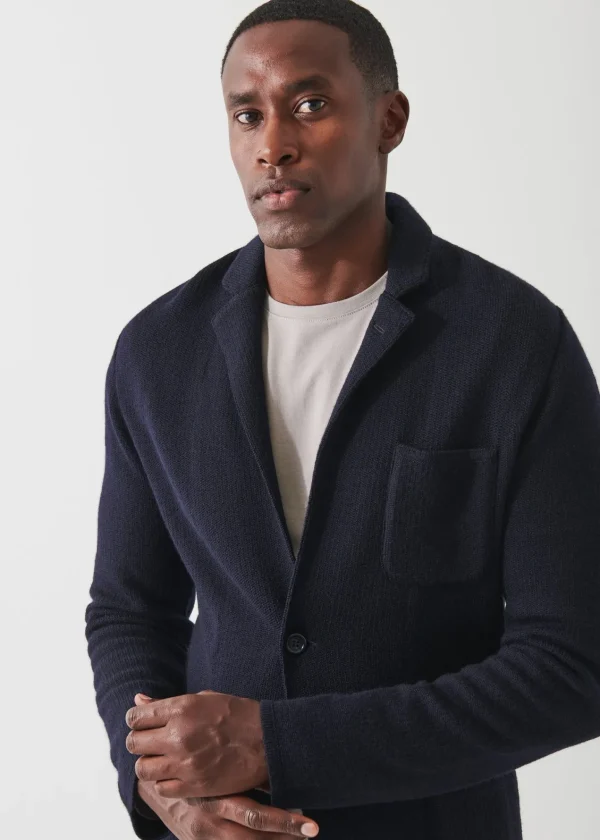 PATRICK ASSARAF Wool-Cashmere Blend Knit Blazer | Men Blazers