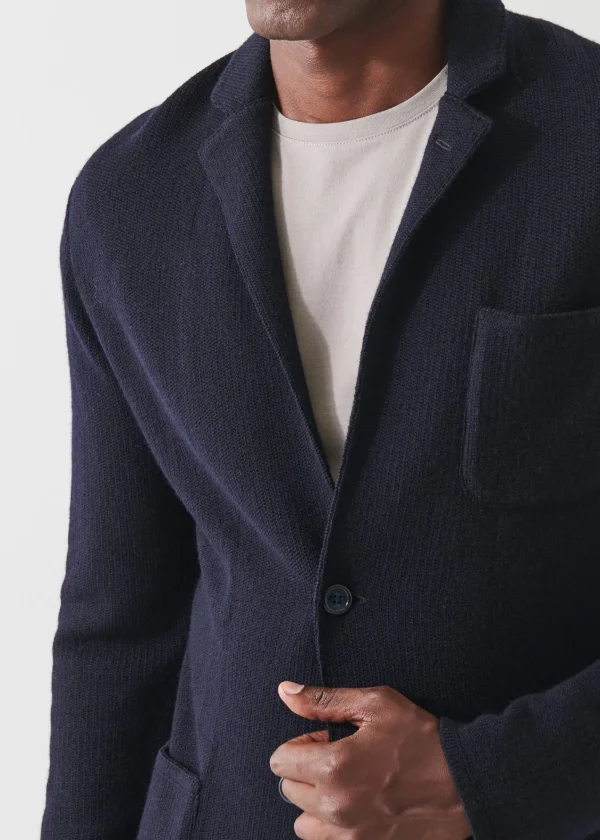 PATRICK ASSARAF Wool-Cashmere Blend Knit Blazer | Men Blazers