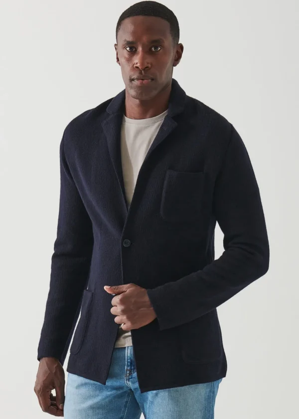 PATRICK ASSARAF Wool-Cashmere Blend Knit Blazer | Men Blazers