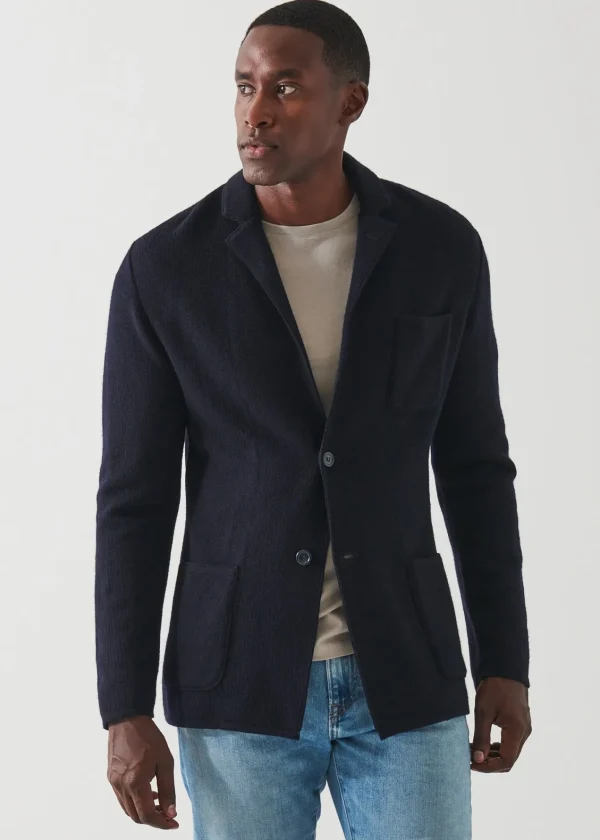 PATRICK ASSARAF Wool-Cashmere Blend Knit Blazer | Men Blazers