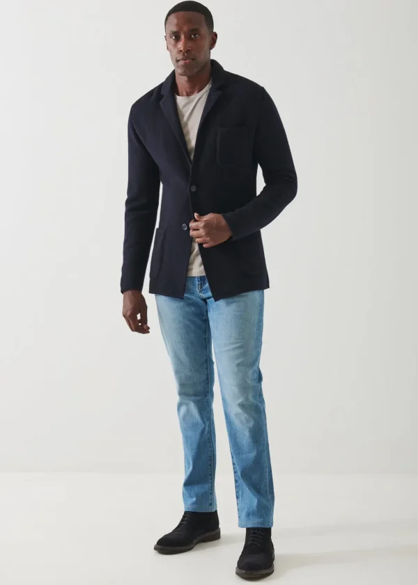 PATRICK ASSARAF Wool-Cashmere Blend Knit Blazer | Men Blazers