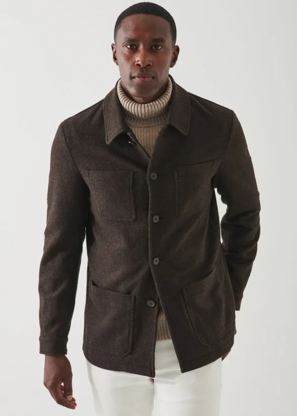 PATRICK ASSARAF Wool-Silk Blend Shirt Jacket | Men Outerwear