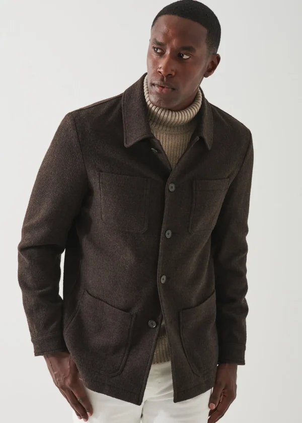 PATRICK ASSARAF Wool-Silk Blend Shirt Jacket | Men Outerwear