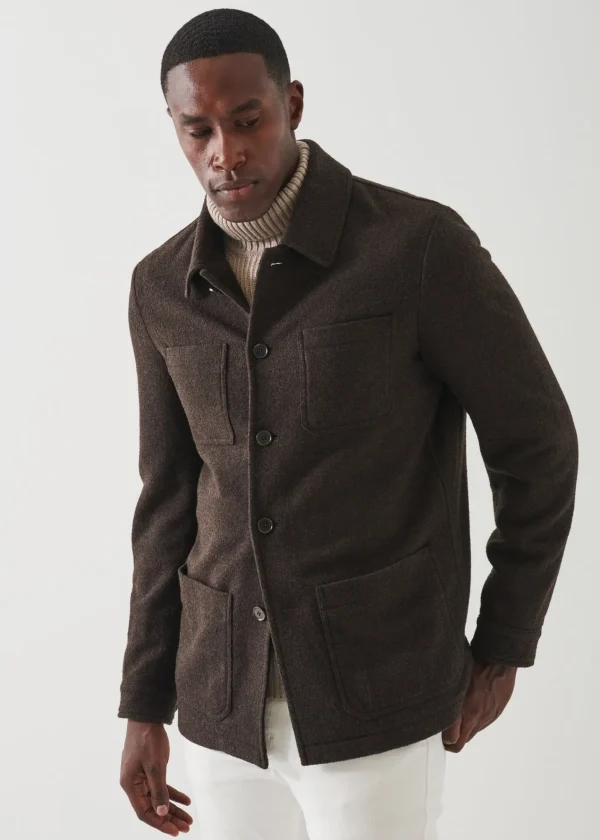 PATRICK ASSARAF Wool-Silk Blend Shirt Jacket | Men Shirt Jackets